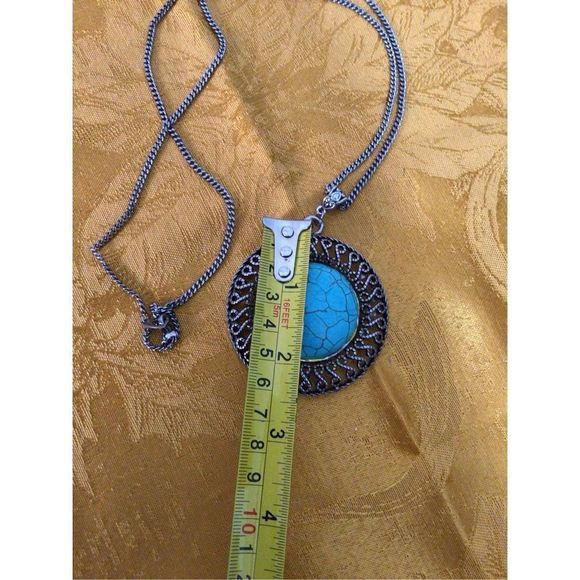 Vintage Artisan Turquoise Pendant Necklace 🍁🌸 - Picture 5 of 14